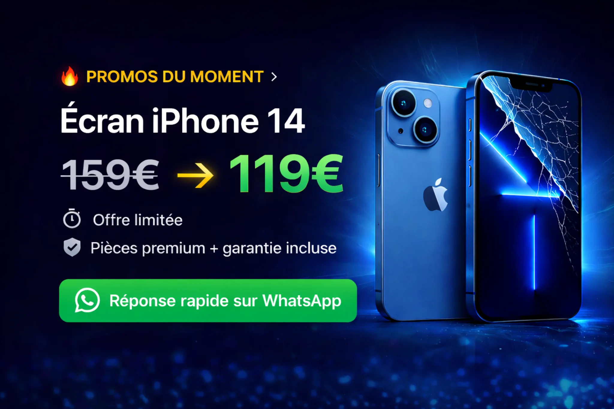 Promotion écran iPhone 14 à 119 euros